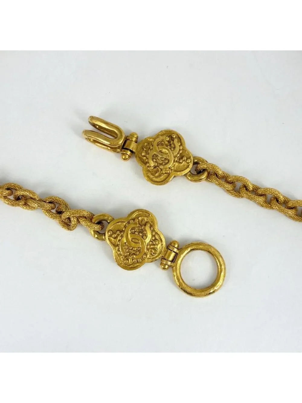Chanel Necklace CC Logo Clover Color Stone Gold Black